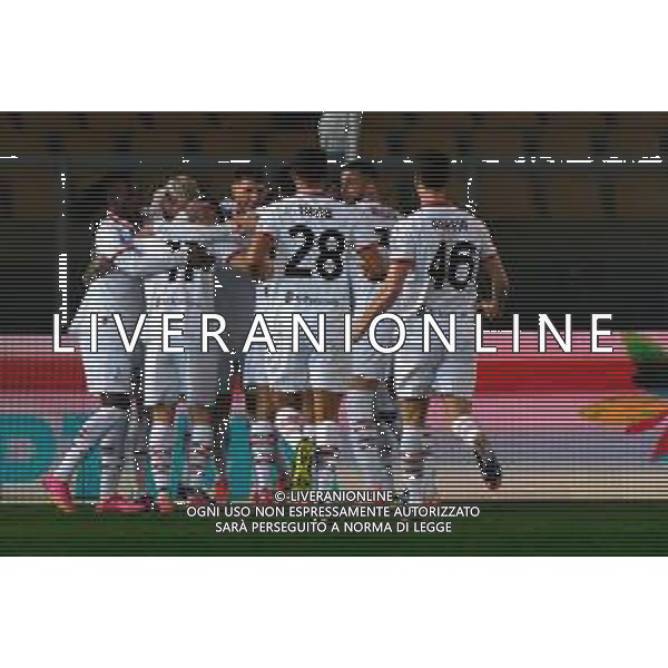 TVEM March 8, 2025 Lecce, Italy - US Lecce vs AC Milan - Italian soccer serie A 2024/25 - Via Del Mare Stadium. In the pic: Christian Pulisic of AC Milan celebrates with teammates foto emmanuele mastodonato-ag aldo liverani sas