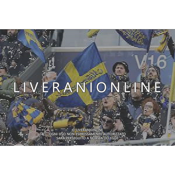 tifosi - Hellas Verona fans show their support during Udinese Calcio vs Hellas Verona FC, 29° Serie A Enilive 2024-25 game at Bluenergy stadium in Udine (UD), Italy, on March 15, 2025. (Photo by Davide Casentini)- AGENZIA ALDO LIVERANI SAS