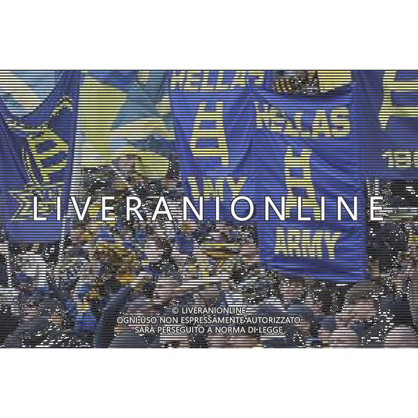 tifosi - Hellas Verona fans show their support during Udinese Calcio vs Hellas Verona FC, 29° Serie A Enilive 2024-25 game at Bluenergy stadium in Udine (UD), Italy, on March 15, 2025. (Photo by Davide Casentini)- AGENZIA ALDO LIVERANI SAS