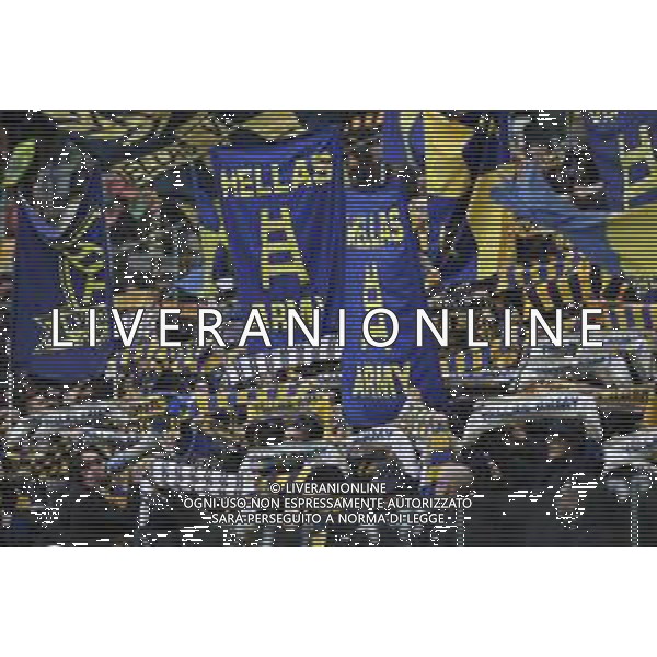 tifosi - Hellas Verona fans show their support during Udinese Calcio vs Hellas Verona FC, 29° Serie A Enilive 2024-25 game at Bluenergy stadium in Udine (UD), Italy, on March 15, 2025. (Photo by Davide Casentini)- AGENZIA ALDO LIVERANI SAS