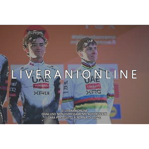 21-03-2025 Presentazione Squadre Milano - Sanremo 2025; 2025, Uae Team Emirates - Xrg; Del Toro Romero, Isaac; Pogacar, Tadej; Pavia; FOTO STEFANO SIROTTI-AG ALDO LIVERANI SAS