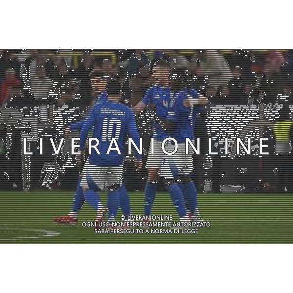 TVRG Germania vs Italia nella foto giocatori Italia esultanza dopo il gol del 2 a 3 Dortmund (GER) 23-03-2025 Westfalenstadion - Signal Iduna Park UEFA Nations League - Lega A Quarti di finale - gara di ritorno foto Roberto Garavaglia/Agenzia Aldo Liverani sas