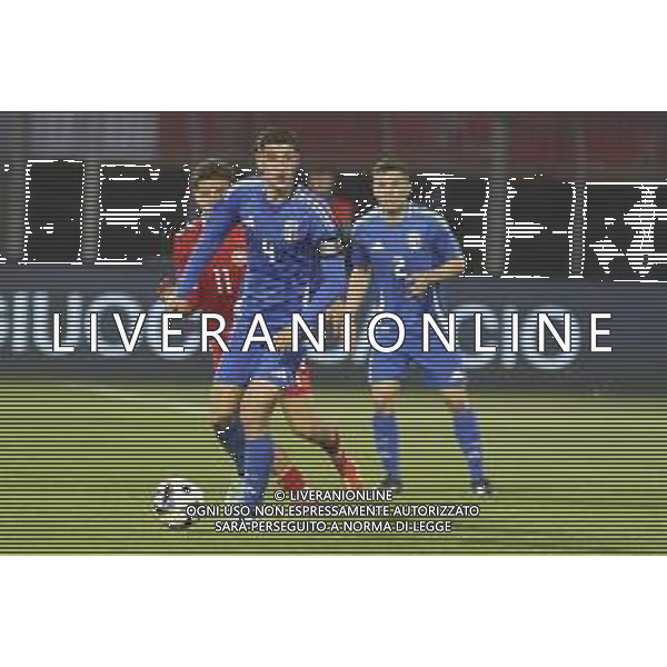 Matteo Prati of Italy U21 play the ball during Italy U21 vs Denmark U21, friendly match before Under21 Championship Slovakia 2025, game at Piercesare Tombolato stadium in Cittadella (PD), Italy, on March 24, 2025. (Photo by Davide Casentini)