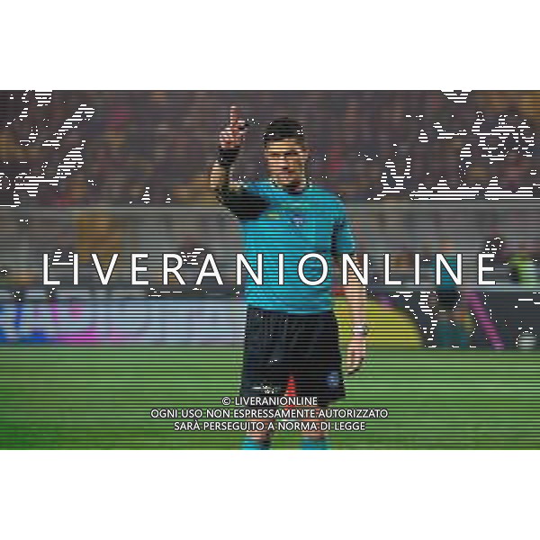 TVEM March 29, 2025 Lecce, Italy - US Lecce vs AS Roma - Italian soccer serie A 2024/25 - Via Del Mare Stadium. In the pic: the referee Gianluca Manganiello of Pinerolo - arbitro ©TVEM Emmanuele Mastrodonato - AGENZIA ALDO LIVERANI SAS