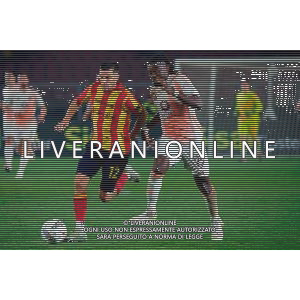 TVEM March 29, 2025 Lecce, Italy - US Lecce vs AS Roma - Italian soccer serie A 2024/25 - Via Del Mare Stadium. In the pic: Frederic Guilbert of US Lecce in action against Manu Kone’ of AS Roma ©TVEM Emmanuele Mastrodonato - AGENZIA ALDO LIVERANI SAS