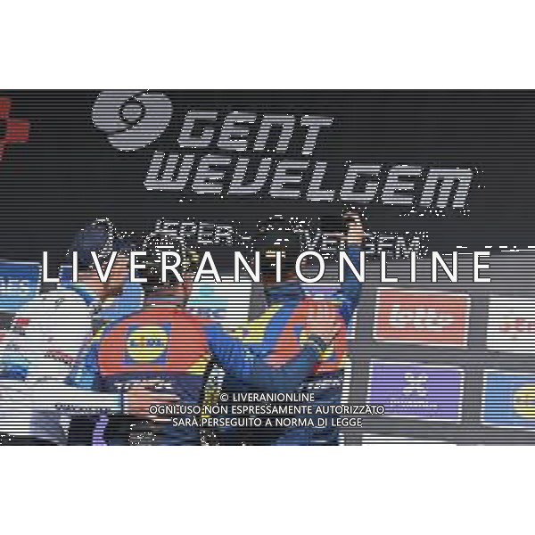 30-03-2025 Gent - Wevelgem; 2025, Lidl - Trek; 2025, Soudal - Quick Step; Pedersen, Mads; Merlier, Tim; Milan, Jonathan; Wevelgem; ©SIROTTI - AGENZIA ALDO LIVERANI SAS
