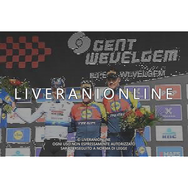 30-03-2025 Gent - Wevelgem; 2025, Lidl - Trek; 2025, Soudal - Quick Step; Pedersen, Mads; Merlier, Tim; Milan, Jonathan; Wevelgem; ©SIROTTI - AGENZIA ALDO LIVERANI SAS
