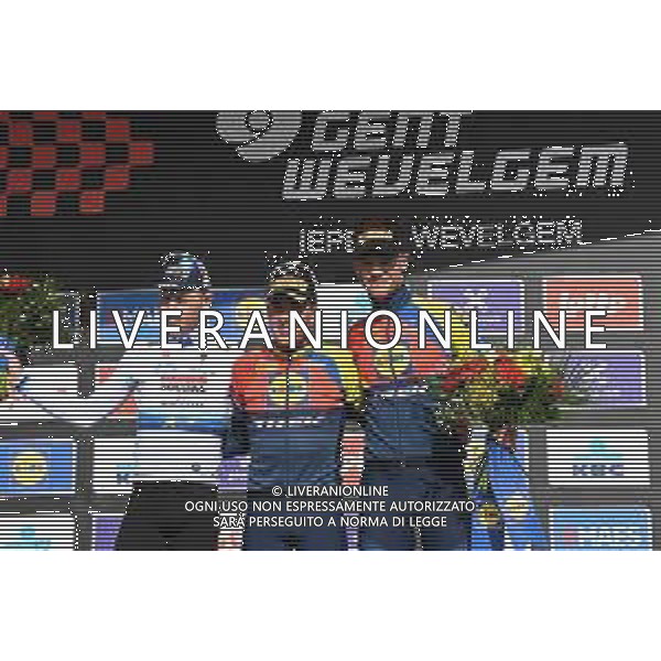 30-03-2025 Gent - Wevelgem; 2025, Lidl - Trek; 2025, Soudal - Quick Step; Pedersen, Mads; Merlier, Tim; Milan, Jonathan; Wevelgem; ©SIROTTI - AGENZIA ALDO LIVERANI SAS
