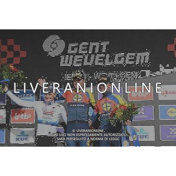 30-03-2025 Gent - Wevelgem; 2025, Lidl - Trek; 2025, Soudal - Quick Step; Pedersen, Mads; Merlier, Tim; Milan, Jonathan; Wevelgem; ©SIROTTI - AGENZIA ALDO LIVERANI SAS