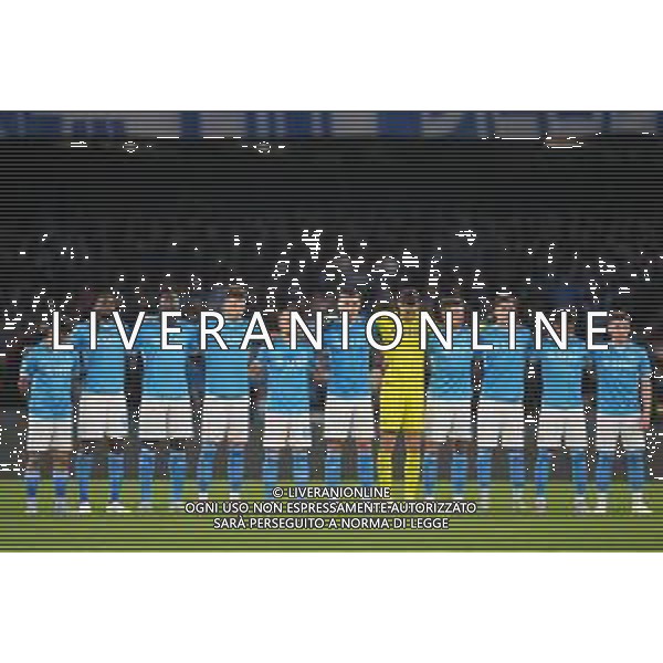 NAPOLI vs MILAN Campionato Calcio Serie A 30-03-2025 Nella Foto: la formazione del napoli schierata durante il minuto di silenzio per la morte del piccolo calciatore Foto Mosca, Ag.Liverani