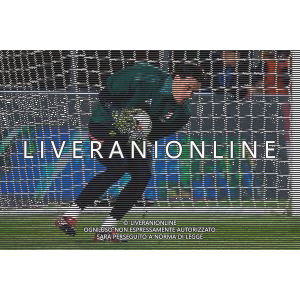 TVEM March 29, 2025 Lecce, Italy - US Lecce vs AS Roma - Italian soccer serie A 2024/25 - Via Del Mare Stadium. In the pic: Mile Svilar of AS Roma ©TVEM Emmanuele Mastrodonato - AGENZIA ALDO LIVERANI SAS