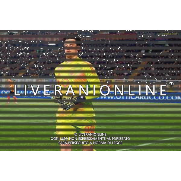 TVEM March 29, 2025 Lecce, Italy - US Lecce vs AS Roma - Italian soccer serie A 2024/25 - Via Del Mare Stadium. In the pic: Mile Svilar of AS Roma ©TVEM Emmanuele Mastrodonato - AGENZIA ALDO LIVERANI SAS