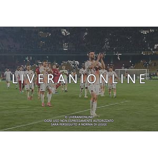 TVEM March 29, 2025 Lecce, Italy - US Lecce vs AS Roma - Italian soccer serie A 2024/25 - Via Del Mare Stadium. In the pic: Players of AS Roma applauds fans ©TVEM Emmanuele Mastrodonato - AGENZIA ALDO LIVERANI SAS