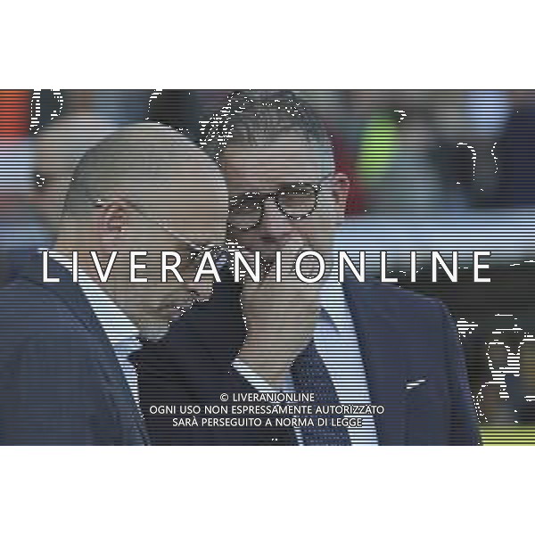 Piero Ausilio Sport Director of Inter FC speaks to Federico Cherubini Ceo of Parma AC during Parma Calcio vs Internazionale FC, 31° Serie A Enilive 2024-25 game at Ennio Tardini stadium in Parma (PR), Italy, on April 05, 2025. (Photo by Davide Casentini)- AGENZIA ALDO LIVERANI SAS