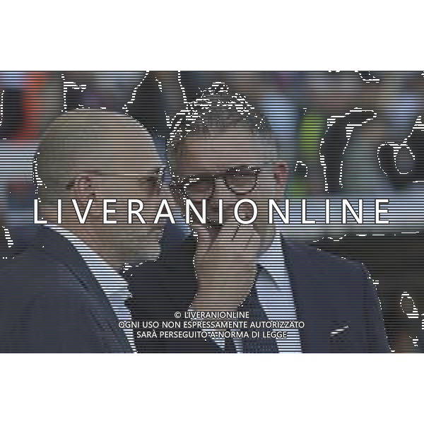 Piero Ausilio Sport Director of Inter FC speaks to Federico Cherubini Ceo of Parma AC during Parma Calcio vs Internazionale FC, 31° Serie A Enilive 2024-25 game at Ennio Tardini stadium in Parma (PR), Italy, on April 05, 2025. (Photo by Davide Casentini)- AGENZIA ALDO LIVERANI SAS