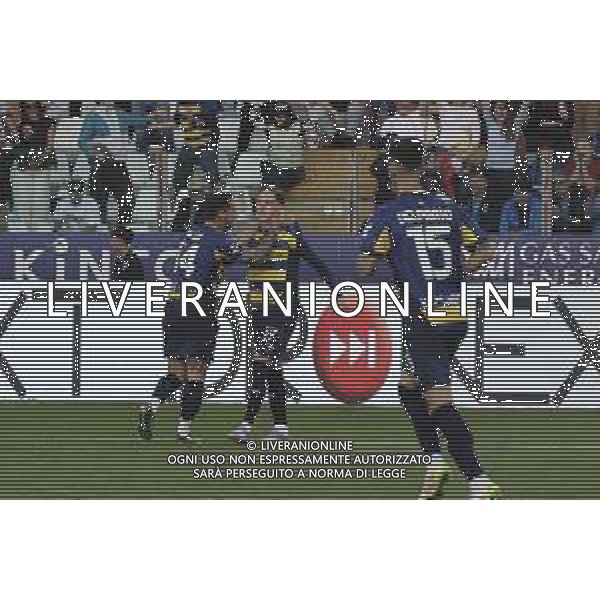 Jacob Ondrejka of Parma AC celebrates after scoring during Parma Calcio vs Internazionale FC, 31° Serie A Enilive 2024-25 game at Ennio Tardini stadium in Parma (PR), Italy, on April 05, 2025. (Photo by Davide Casentini)- AGENZIA ALDO LIVERANI SAS