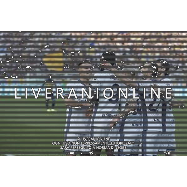 inter players celebrate the Marcus Thuram of Inter FC goal during Parma Calcio vs Internazionale FC, 31° Serie A Enilive 2024-25 game at Ennio Tardini stadium in Parma (PR), Italy, on April 05, 2025. (Photo by Davide Casentini)- AGENZIA ALDO LIVERANI SAS