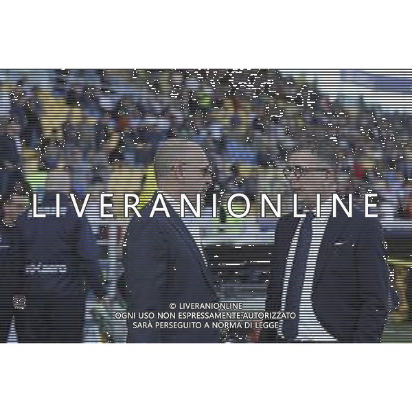 Piero Ausilio Sport Director of Inter FC speaks to Federico Cherubini Ceo of Parma AC during Parma Calcio vs Internazionale FC, 31° Serie A Enilive 2024-25 game at Ennio Tardini stadium in Parma (PR), Italy, on April 05, 2025. (Photo by Davide Casentini)- AGENZIA ALDO LIVERANI SAS