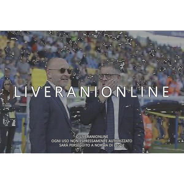 Piero Ausilio Sport Director of Inter FC speaks to Federico Cherubini Ceo of Parma AC during Parma Calcio vs Internazionale FC, 31° Serie A Enilive 2024-25 game at Ennio Tardini stadium in Parma (PR), Italy, on April 05, 2025. (Photo by Davide Casentini)- AGENZIA ALDO LIVERANI SAS