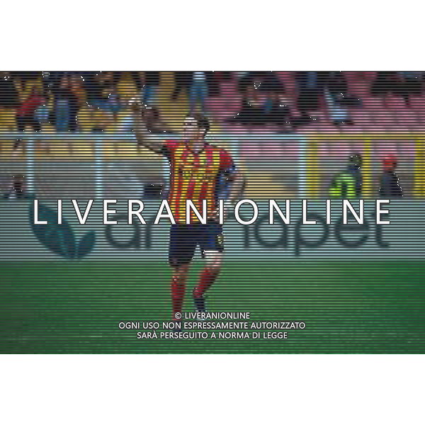 TVEM April 06, 2025 Lecce, Italy - US Lecce vs Venezia FC - Italian soccer serie A 2024/25 - Via Del Mare Stadium. In the pic: Federico Baschirotto of US Lecce celebrates after scoring a goal FOTO EMMANUELE MASTRODONATO-AG ALDO LIVERANI SAS