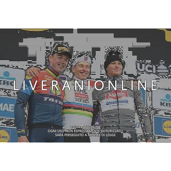 06-04-2025 Tour Des Flandres; 2025, Uae Team Emirates - Xrg; 2025, Lidl - Trek; 2025, Alpecin - Deceuninck; Pogacar, Tadej; Pedersen, Mads; Van Der Poel, Mathieu; Oudenaarde; ©SIROTTI - AGENZIA ALDO LIVERANI SAS