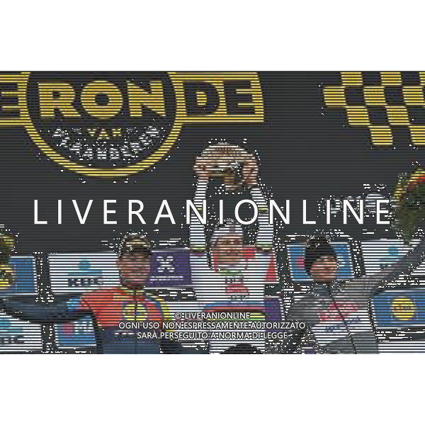 06-04-2025 Tour Des Flandres; 2025, Uae Team Emirates - Xrg; 2025, Lidl - Trek; 2025, Alpecin - Deceuninck; Pogacar, Tadej; Pedersen, Mads; Van Der Poel, Mathieu; Oudenaarde; ©SIROTTI - AGENZIA ALDO LIVERANI SAS