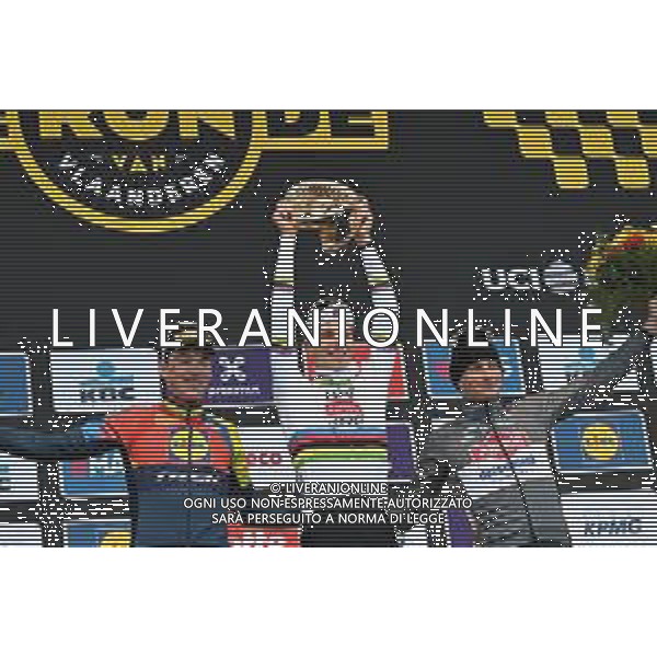 06-04-2025 Tour Des Flandres; 2025, Uae Team Emirates - Xrg; 2025, Lidl - Trek; 2025, Alpecin - Deceuninck; Pogacar, Tadej; Pedersen, Mads; Van Der Poel, Mathieu; Oudenaarde; ©SIROTTI - AGENZIA ALDO LIVERANI SAS