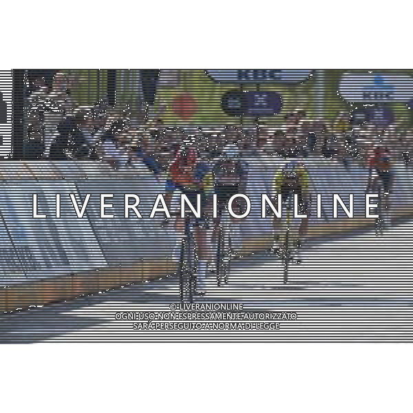 06-04-2025 Tour Des Flandres; 2025, Lidl - Trek; 2025, Alpecin - Deceuninck; 2025, Visma - Lease A Bike; Pedersen, Mads; Van Der Poel, Mathieu; Van Aert, Wout; Oudenaarde; ©SIROTTI - AGENZIA ALDO LIVERANI SAS