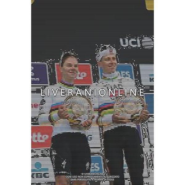 06-04-2025 Tour Des Flandres; 2025, Uae Team Emirates - Xrg; 2025, Sd Worx - Protime; Pogacar, Tadej; Kopecky, Lotte; Oudenaarde; ©SIROTTI - AGENZIA ALDO LIVERANI SAS