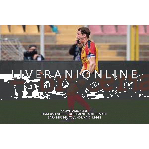 TVEM April 06, 2025 Lecce, Italy - US Lecce vs Venezia FC - Italian soccer serie A 2024/25 - Via Del Mare Stadium. In the pic: Federico Baschirotto of US Lecce celebrates after scoring a goal ©TVEM Emmanuele Mastrodonato - AGENZIA ALDO LIVERANI SAS