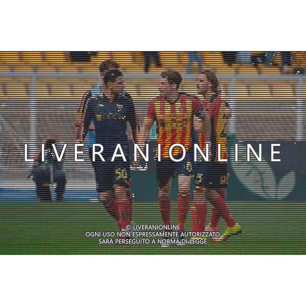 TVEM April 06, 2025 Lecce, Italy - US Lecce vs Venezia FC - Italian soccer serie A 2024/25 - Via Del Mare Stadium. In the pic: Federico Baschirotto of US Lecce celebrates after scoring a goal ©TVEM Emmanuele Mastrodonato - AGENZIA ALDO LIVERANI SAS