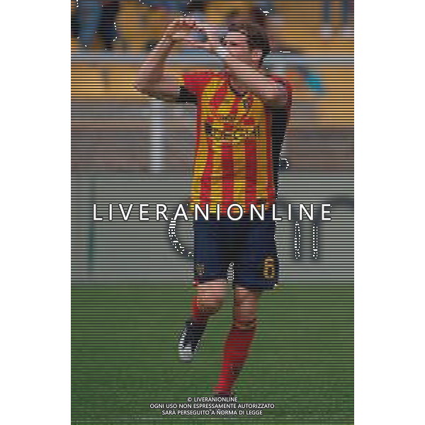 TVEM April 06, 2025 Lecce, Italy - US Lecce vs Venezia FC - Italian soccer serie A 2024/25 - Via Del Mare Stadium. In the pic: Federico Baschirotto of US Lecce celebrates after scoring a goal ©TVEM Emmanuele Mastrodonato - AGENZIA ALDO LIVERANI SAS