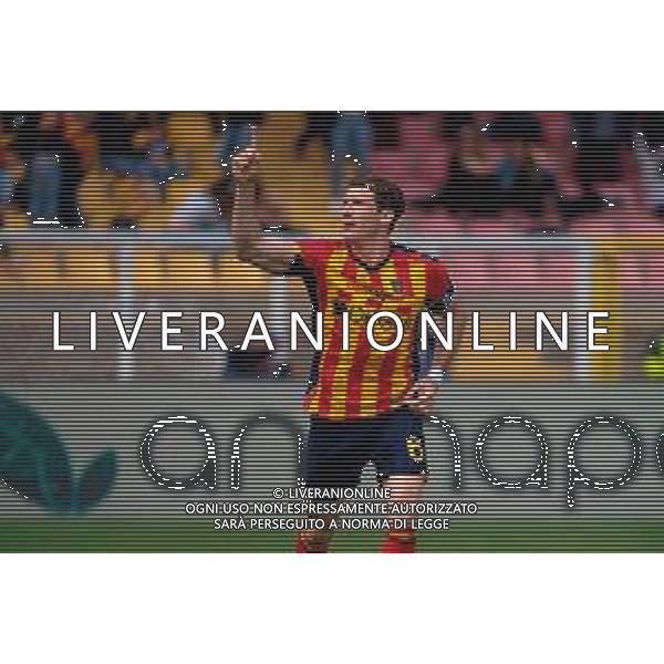 TVEM April 06, 2025 Lecce, Italy - US Lecce vs Venezia FC - Italian soccer serie A 2024/25 - Via Del Mare Stadium. In the pic: Federico Baschirotto of US Lecce celebrates after scoring a goal ©TVEM Emmanuele Mastrodonato - AGENZIA ALDO LIVERANI SAS