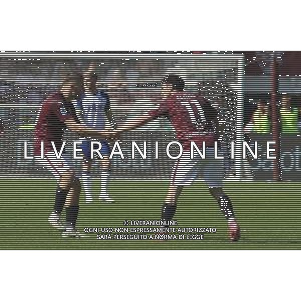 Eljif Elmas of Torino FC celebrates with Nikola Vlašić of Torino FC after goal during Torino FC vs Hellas Verona FC, 31° Serie A Enilive 2024-25 game at Olimpic stadium - Grande Torino in Torino (TO), Italy, on April 06, 2025. (Photo by Davide Casentini)- AGENZIA ALDO LIVERANI SAS