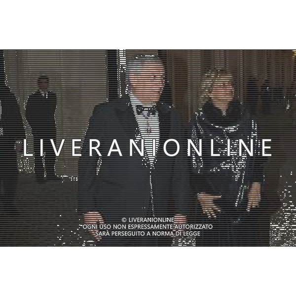 Roma - 09 Aprile 2025 Re Carlo III e Camilla arrivano alla cena di Gala al Quirinale Nella Foto: Antonio Tajani con la moglie Brunella Orecchio  Andrea Bracaglia- AGENZIA ALDO LIVERANI SAS