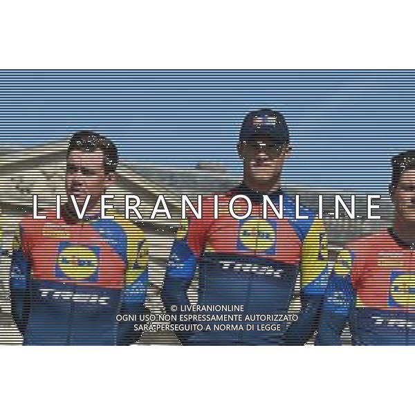 12-04-2025 Presentazione Squadre Paris - Roubaix 2025; 2025, Lidl - Trek; Pedersen, Mads; Milan, Jonathan; Compiegne; ©SIROTTI - AGENZIA ALDO LIVERANI SAS