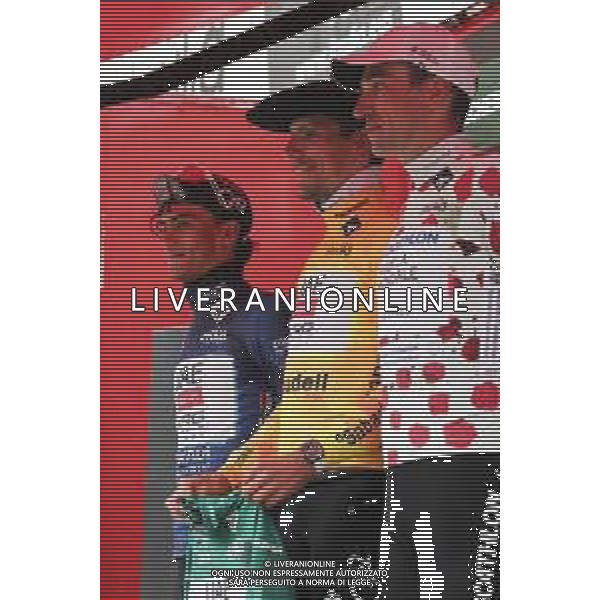 12-04-2025 Itzulia Basque Country; Tappa 06 Eibar - Eibar; 2025, Uae Team Emirates - Xrg; 2025, Decathlon - Ag2r La Mondiale; Almeida, Joao; Del Toro Romero, Isaac; Armirail, Bruno; Eibar; ©SIROTTI - AGENZIA ALDO LIVERANI SAS