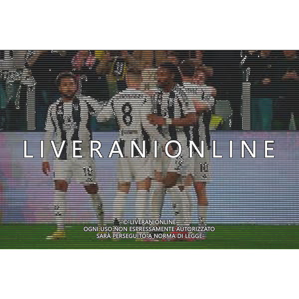 TVEM April 12, 2025 Torino, Italy - Juventus FC vs US Lecce - Italian soccer serie A 2024/25 - Allianz Stadium. In the pic: Kenan Yıldız of Juventus celebrates after scoring a goal with teammates ©TVEM Emmanuele Mastrodonato - AGENZIA ALDO LIVERANI SAS