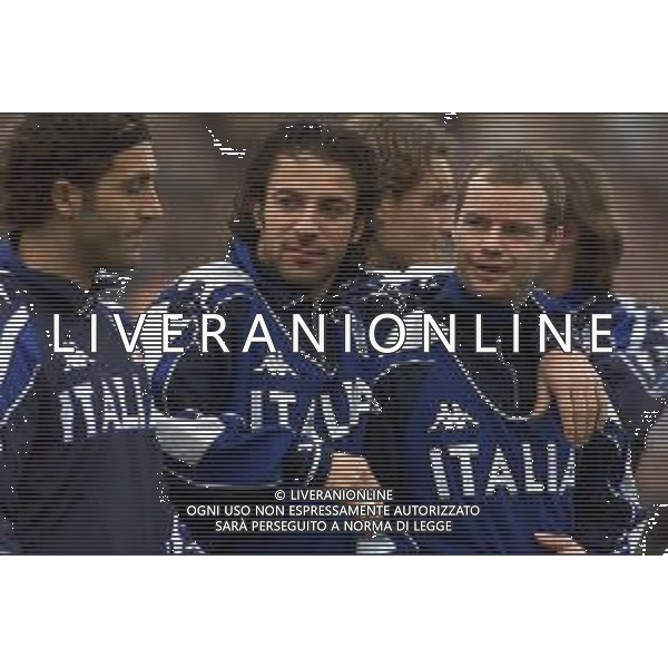 DIG- ALLENAMENTO NAZIONALE ITALIANA CALCIO A MONFALCONE 27 MARZO 2001 NELLA FOTO ANGELO DI LIVIO, ALESSANDRO DEL PIERO E GIANLUCA PESSOTTO AGENZIA ALDO LIVERANI SAS