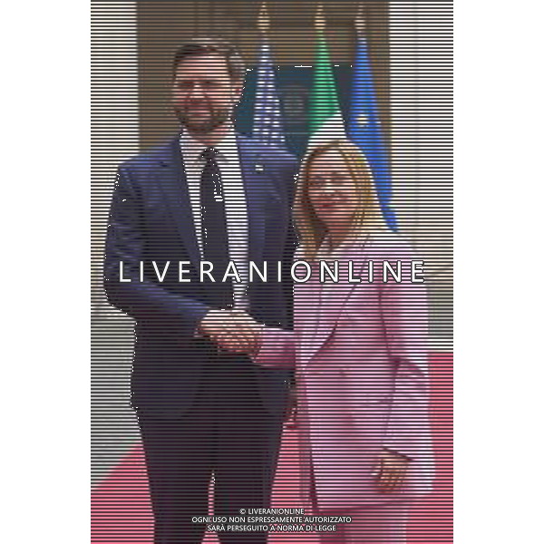 Roma - 18 Aprile 2025 Incontro tra il presidente del Consiglio Italiano Giorga Meloni ed il Vice Presidente degli Stati Uniti J.D. Vance Nella Foto: J.D. Vance, Giorgia Meloni Foto Andrea Bracaglia-ag aldo liverani sas- AGENZIA ALDO LIVERANI SAS