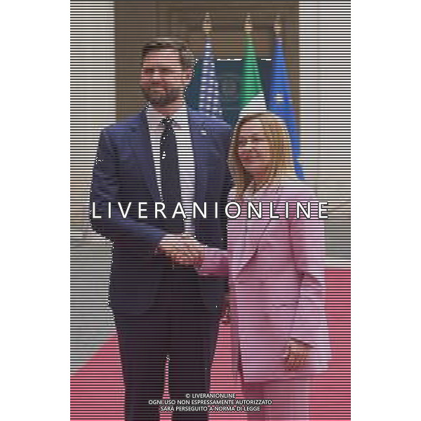 Roma - 18 Aprile 2025 Incontro tra il presidente del Consiglio Italiano Giorga Meloni ed il Vice Presidente degli Stati Uniti J.D. Vance Nella Foto: J.D. Vance, Giorgia Meloni Foto Andrea Bracaglia-ag aldo liverani sas- AGENZIA ALDO LIVERANI SAS
