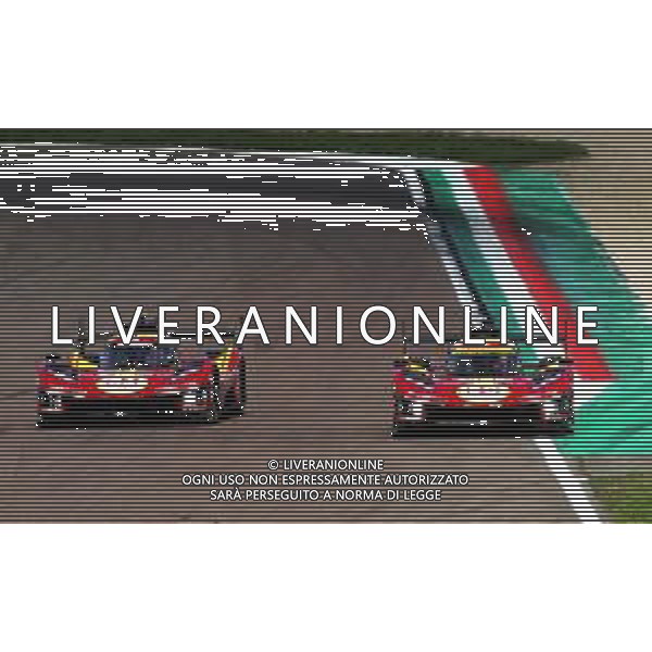 IMOLA 19 04 2025 AUTODROMO ENZO E DINO FERRARI WEC 6 ORE DI IMOLA NELLA FOTO FERRARI 499P ANTONIO FUOCO,DIETRO FERRARI 499P PIER GUIDI ©SANNA - AGENZIA ALDO LIVERANI SAS