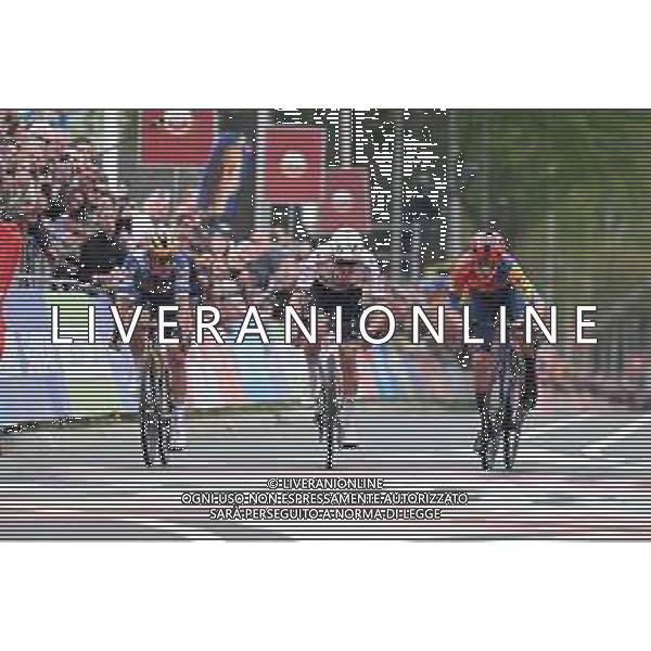 20-04-2025 Amstel Gold Race; 2025, Lidl - Trek; 2025, Uae Team Emirates - Xrg; 2025, Soudal - Quick Step; Skjelmose Jensen, Mattias; Pogacar, Tadej; Evenepoel, Remco; Valkenburg; ©SIROTTI - AGENZIA ALDO LIVERANI SAS