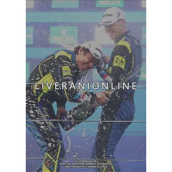 IMOLA 20 04 2025 AUTODROMO ENZO E DINO FERRARI WEC 6 ORE DI IMOLA NELLA FOTO VALENTINO ROSSI E VAN DER LINDE SUL PODIO ©SANNA - AGENZIA ALDO LIVERANI SAS