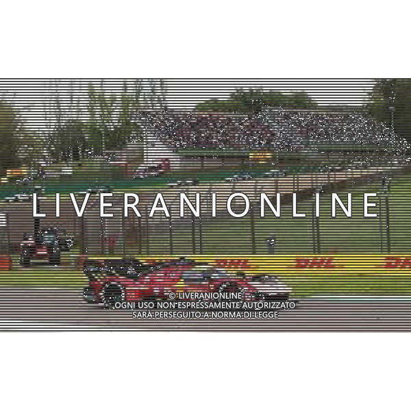 IMOLA 20 04 2025 AUTODROMO ENZO E DINO FERRARI WEC 6 ORE DI IMOLA NELLA FOTO FERRARI 499P DI ANTONIO GIOVINAZZI,PIER GUIDI E JAMES CALADO ALLA CURVA RIVAZZA FOTO GIANNI SANNA-AG ALDO LIVERANI SAS
