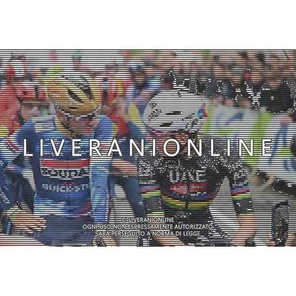 23-04-2025 La Fleche Wallonne; 2025, Soudal - Quick Step; 2025, Uae Team Emirates - Xrg; Evenepoel, Remco; Pogacar, Tadej; Ciney; ©SIROTTI - AGENZIA ALDO LIVERANI SAS