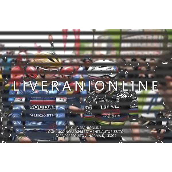 23-04-2025 La Fleche Wallonne; 2025, Soudal - Quick Step; 2025, Uae Team Emirates - Xrg; Evenepoel, Remco; Pogacar, Tadej; Ciney; ©SIROTTI - AGENZIA ALDO LIVERANI SAS