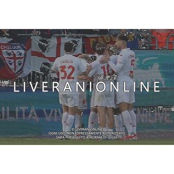 23-4-2025. Cagliari calcio-ACF Fiorentina, 33° giornata Serie A calcio Italia 2024/2025, stadio Unipol Domus Cagliari. Foto Salvatore Moi/Agenzia Aldo Liverani s.as. Nella foto: Gol ed esultanza Fiorentina contro Cagliari in trasferta allo stadio Unipol Domus. Segna:Lucas Beltran Fiorentina ©MOI SALVATORE - AGENZIA ALDO LIVERANI SAS