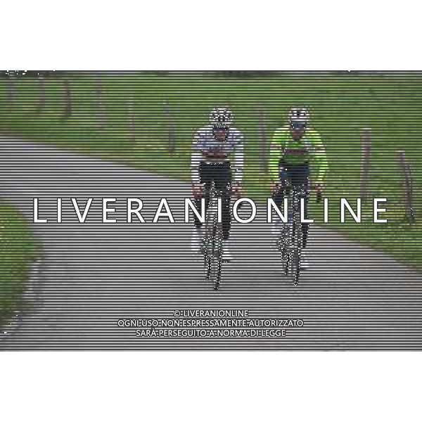 25-04-2025 Allenamento 2 Liegi Bastogne Liegi 2025; 2025, Uae Team Emirates - Xrg; 2025, Soudal - Quick Step; Pogacar, Tadej; Schachmann, Maximilian; La Redoute; ©SIROTTI - AGENZIA ALDO LIVERANI SAS