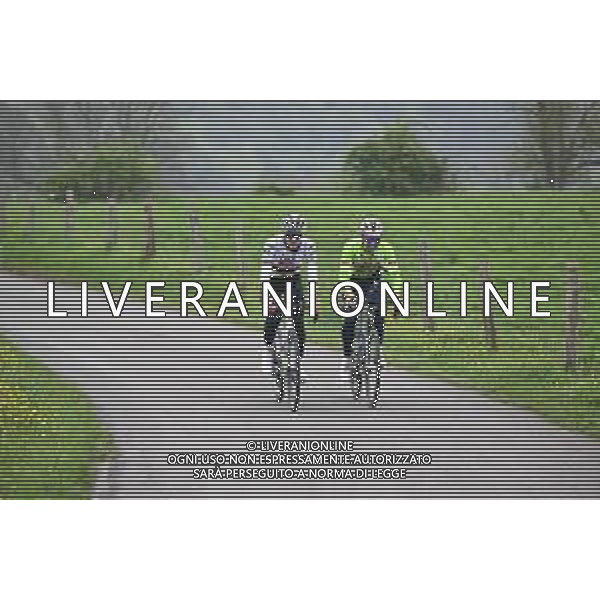 25-04-2025 Allenamento 2 Liegi Bastogne Liegi 2025; 2025, Uae Team Emirates - Xrg; 2025, Soudal - Quick Step; Pogacar, Tadej; Schachmann, Maximilian; La Redoute; ©SIROTTI - AGENZIA ALDO LIVERANI SAS